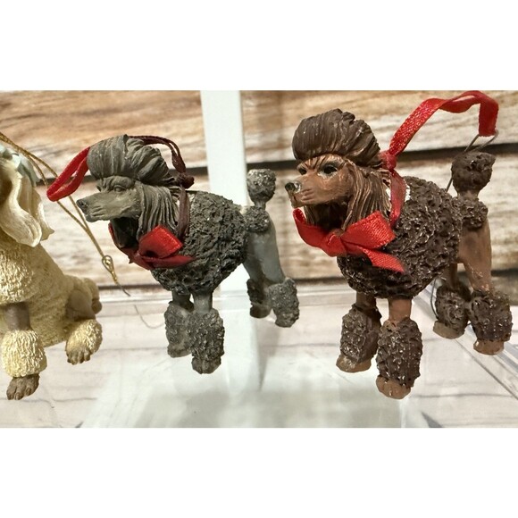 Lot Of Poodle Dog Ornaments And Poodle Figurine Vintage Resin - Picture 5 of 12